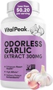 אודורless Garlic Extract - Allicin-Rich 300 מ"ג Herbal Garlic תוספי for Heart, Liver, Immune Support I Non-GMO, Gluten-Free, טבעוני - 90 Garlic כמוסות