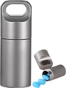 Small Keychain Pill Holder,304 Stainless Steel Audioer for Travel, חבילת התרופות של Pocket Container for Purse Men (Mini Pill Case), Silver