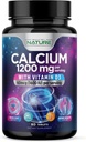 Calcium 1200 מ"ג עם ויטמין D3 עבור Best Absorption - תוסף תמיכה העצם מתקדם, 1200 מ"ג Calcium Carbonate & 1600 IU ויטמין D3, שחרור איטי עבור תמיכה החיסון, קל ל Swallow, 60 טבליות