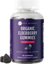 קייט Naturals Elderberry חניכיים עם ויטמין C ו Zinc למבוגרים וילדים. Tasty Sambucus Elderberry Gummies for Immune Support (90 חניכיים, 45 יום אספקה, אורגני)