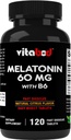 Melatonin 60 מ"ג עם ויטמין B6 - 120 טבליות במהירות dissolve תמיכה בשינה אקסטרה-Strength - תרופות חינם - טבעי Citrus Flavor - Vegetarian, non-GMO, Gluten-Free
