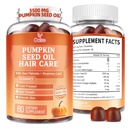 Pumpkin Seed Oil Gummies, 3500 מ"ג עבור המשרת, קר Pressed, עם Saw Palmetto, Rosemary Leaf, Zinc, hydrolyzed Collagen Peptides, Pumpkin Seed שמן עבור צמיחת שיער, טבעוני, 60 הרוזןs
