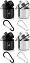 Portable Keychain Pill Holder Case for Round Glucose Tablets & Critical Medicine - Discreet Waterהוכחה Key Chain Pill Container נשא with Strong Carbiners - אלומיניום Alloy Pill Fob Box - 4 Pack