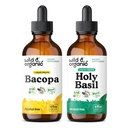 Wild & Organic Bacopa Tincture 4 fl oz & Holyזיל Tincture 4