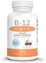 Morttes Natural ויטמין B-12 Methylcobalamin 1000mcg - 100 טבליות צ'צ'רי Chewable - Sublingual B 12 תוסף לתמיכה באנרגיה - Gelatin חינם