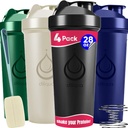 4 PACK, 28 oz Shaker בקבוקים עם Powerful Wire Whisks עבור חלבונים | Leakהוכחה בלנדר Shaker בקבוק Pack עם ניקוי ספוגה | BPA-Free & Dishwasher Safe | חלבונים