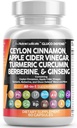 ניקוי Nutraceuticals Ceylon Cinnamon קפסולות + Berberine Turmeric Apple Cider Vineseng Bitter Melon Gymnema Milk Thistle Panugreek Pills עבור גברים ונשים