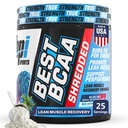 BPI Sports Best BCAA Shreded - Caffeine Free Thermogenic Recovery drink, Lean שריר בניין BCAA אבקת לנשים וגברים, Preworkout BCAAs Amino Acids שתיה - 25 משרתים
