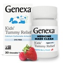ג'יןקס ילדים נקיים Dye Free Tummy הקלה | Heartburn, Acid Indigestion, Sour Stomach Chewable Antacid | 0% תוספת מלאכותית, Calcium Carbonate, אורגני ברי פלאמור, 30ct Stomach Chewable Antacid