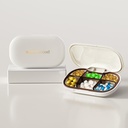 מקרה גלולה קטנה עם 6 השוואתיות, Delicate Daily Pill Box for Purse, PillPSKer Pill Container Pill Holder עבור ויטמינים, שמן דגים, תוספים ותרופות (לבן)