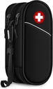 SITHON Double-Layer Epipen הנושא מקרה, עורך תרופות נסיעות מארגנת Bag Medical Pouch Holds 2 EpiPens, Asthma Inhaler, Anti-Histamine, Auvi-Q, Allergy Medicines (שחור)