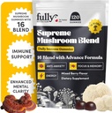 16 בלנדר Mushroom Gummies - Mushroom חניכיים למבוגרים, תוספת Mushroom עם Chaga, Lions Mane, Reishi, Cordyceps for Focus & Clarity, תומך Microdosing Mushrooms - מעורב ברי בריי מעורב