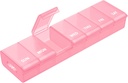 AUVON Pink XL Weekly Pill מארגנת עם עיצוב פתיחה ללא מאמץ, תיבת גלולות ידידותיות דלקת פרקים, BPA-Free Pill מארגנת 7 ימים, חמוד ו- Portable Pill Case for ויטמינים, תוספים ותרופות