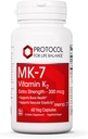 ProTOCOL for Life BALANCE MK-7 ויטמין K2 300mcg - תוספת כוח - תוסף VIT K - MK-7 ויטמין K2 Life Balance - תמיכה בריאות העצם ו-Vircular Odyssey - Non-GMO & Vegan - 60 קפסולות Veg