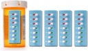 Take-n-Slide Peel and Stick Reusable for 12 + Refills, Pill/Medication/Vitamin/Pet Med Tracker &תזכורתer, המצורף לבקבוק שלך, מאורגן ללא תשלום, Curved-Back (כחול, 5Pack)