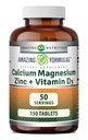 פורמולה מדהימה Calcium Magnesium Zinc + D3 תוסף | 150 טבליות | Non-GMO | Gluten-Free | Made in USA