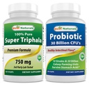 Best Naturals Triphala 750 מ"ג ופרוביוטיקה 10 סטרינס & 30 מיליארד CFU