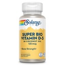 SOLAרי Super Bio ויטמין D3 ב שמן קוקוס - D3 ויטמין 5000 IU - בריאות העצם ו- Immune תמיכה תוסף - מעבדה מאומתת, Made Wtihout Soy, 60-Day Promise - 120 Softgels, 120 משרתות