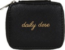 מיאמיקה Zippered "Daily Dose" Pill Case עם 8 ימים מארגן תרופות פלסטיות, שחור, 3.5" L x 2.75" W x 1.25" H - לשמור על הוויטמינים והגלולים שלך מאורגנים - קומפקטי ו-Sleek Pill Box