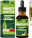 Sarsaparilla & Kalaקירה שורש (Polypodium Leucotomos) Immunity & Detox Drops, Natural Herbal Immune Support Formula w/Lion's Mane. Gotas de Zarzaparrilla, Cardo Mariano y Melena 2oz