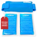 מושלם Remedy 2Pack Gel Ice Packs עבור פציעות עם כיסוי, גמיש חם קר קומפרס, Soothing Soft Ice Packs לעזרה בתנאי פציעות, אלטרנטיבה לבקבוק מים חמים (כחול, רגיל)