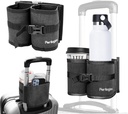 פרילוגיs Luggage Travel Cup Holder Hands Free drink Caddy for Suitcase Handle. מתנה מושלמת לטיסה חיונית עבור נוסעים Frequent, טיסה נוכחות או עם ילדים (Dark Gray)