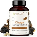 ROOTED Actives, סיביר Chaga Mushroom לחלץ, מוסמך אורגני: 35% Betacans - מעבדה מאומתת | Antioxidant & Vitality Support (60 Veg Caps)