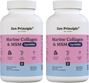 Zen Principle Marine Collagen Peptides אבקת עם תוסף OptiMSM®. בדיקה קלינית לתמיכה בעור. דגים פרועים, non-GMO. 420 קפסולות.