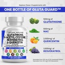 ניקוי Nutraceuticals Glutathione 500 מ"ג תוסף עם ויטמין C N Acetyl Cysteine 600 מ"ג Berberine 1000 מ"ג Resveratrol Quercetin Alpha Lipoic Acid - מופחת L Glutathion חינם טופס נשים Ct USA Made Made