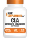 BulkSupplements.com Conjugated Linoleic Acid Softgels - CLAs, CLA 2000 מ"ג, CLA Spflower קפסולות, CLA Pills - 2 CLA Softgels לכל משרת, 150 ימים אספקה, 300 Softgels