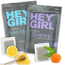 Hey Girl Sleep + Feel Better Tea Bundle - Sleep Tea w/Chamomile, ולריאן Root & Lemon Balm in Tea Bags + Feel Better Herbal Tea with Echinacea, Elderberry, ויטמין C