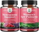 Bundle של תוסף Menopause עבור פלאשes חם עם Dong Quai Vitex Chaste ברי & Black Cohosh & תוספת כוח ראה פאלטו עבור נשים 500 מ"ג - DHT חוסן שיער הפסד עם Maca Root & biotin