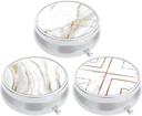3 Pack Pill Box, Small Pill Case for Purse & Pocket, מארגנת רפואה חמודה, Portable Medicineer Holder כדי להחזיק ויטמינים, תרופות, שמן דגים ותוספים, White Marble, White Marble
