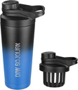 DIW 24 oz Shakerבק, Stainless Steel Mix with Noise-Free Design, Insulated Metal Shaker Cup for Proteins and Pre Workout,Gym Cup Shaker (Black & Blue)