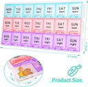 מארגנת גלולות שבועיות גדולות 3 פעמים ביום,Travel Pill Cases ,Moisture-Proof 7 Day Pill Contaner, Portable for Pills ויטמין Fish Oils, Medicine Organer(2Pack)