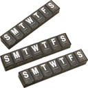 מארגנת גלולות שבועיות - (Pack of 3) מכיל ויטמין גדול עם ג'מבו קל לקרוא מכתבים, BPA חינם - Daily Travel 7 Day Drug Pill Box Case, שחור)