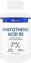 ML Naturals Pantothenic Acid B5 240 קפסולות ירקות. אנרגיה metabolism, מערכת העצבים, NSF-Certified & cGMP-Compliant