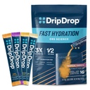 DripDrop hydrotion Packets - Tropical Variety Pack - Single Serve Electrolytes אבקת משקה Mix - מנגו, Açaí, Passion Fruit, Piña Colada - Non-GMO, Gluten Free, טבעוני - 16 מקלים