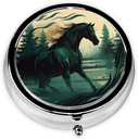 Round Pill Box Sweet Small Pill Case 3 השוואת גלולת גלולות עבור פורבס Pocket Realistic סוס ציור אופנה המכיל גלולות המכיל מחזיק להחזיק ויטמינים שמן דגים ותוספים