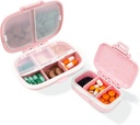 2 Pack Pill Case מארגנת,Travel Pill Box with tag, Daily Medicine מארגנת Case, Waterified Pocketer Case, Portable Pink Case Container Medicine Container קומפקטי עבור ויטמין