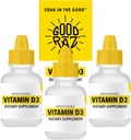 ויטמין D Drops Adult - Water-Soluble נוזל D3 טיפות - ויטמין D נוזלי טיפות - No Stir, non-GMO, כשר - D3 נוזל כדי להוסיף לשתות או מזון, פלאמורless - 12-Month Supply