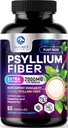 Psyllium Husk סיבים תוסף 1500 מ"ג - טבעוני Prebiotic, Soluble סיבים עבור בריאות יומין ותמיכה רגילה, אבקת Psyllium טבעי Caps, סוכר חינם, non-GMO & Gluten-Free - 60 קפסולות