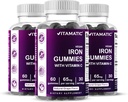 Vitamatic Iron 65 מ"ג חניכיים תוספת לנשים וגברים - 60 חניכיים טבעוניות - Great Tasting Iron Gummy ויטמינים עם ויטמין C (3)