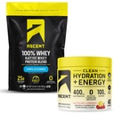 100% אבקת חלבון Whey, Unflavored 2 lb & הידרה + אנרגיה אלקטרוליטטים, פטל לימון 40 לשרת