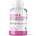פיוז'ן חומרים מזינים Lutein 20mg עין ויטמין מורכב - משולש carotenoid פורמולה - Lutein ו Zeaxanthin - מכיל Zinc, ויטמינים A,C,D3,E, Folate - 60 קפסולות - תוספי בריאות עיניים