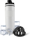 Ice Shaker Insulated Stainless Steel Shakerבק | 20 oz, White | Cold for 24+ Hours | Insulated Cup with Twist-on Agitator | Odor-Free Bottle for Protein Shakes, Water, Smoothies, קוקטיילים