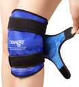 חבילת קרח חדשה עבור פציעות ברכיים Reusable, Ice Pack Wrap סביב ברכיים שלמים עבור שיקום ניתוח חלופי, Gel Cold Pack Wrap for Meniscus Tear, ACL, Swelling Pain Relief - Blue Blue Blue
