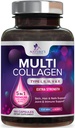 Multi Collagen תוסף 2400 מ"ג - סוגים I, II, III, V & X Multi Collagen Peptides Pills for Women & Men, hydrolyzed Collagen תוספים, שיער, עור, ריח ותמיכה משותפת - 180 קפסולות