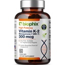 biophix ויטמין K2 MK-7 300mcg, 60 קפסולות טבעוניות - תוספת גבוהה לחוזק העצם ו- Immune Health