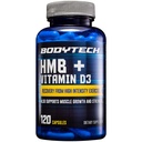 BODYTECH HMB + ויטמין D3 - תומך צמיחה שרירים וכוח (120 קפסולות ירקות)